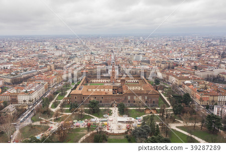 Aerial view of Sforzesco Castle 39287289