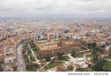 Aerial view of Sforzesco Castle 39287296