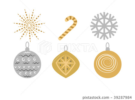 Traditional Christmas Set of Decorations on White 39287984