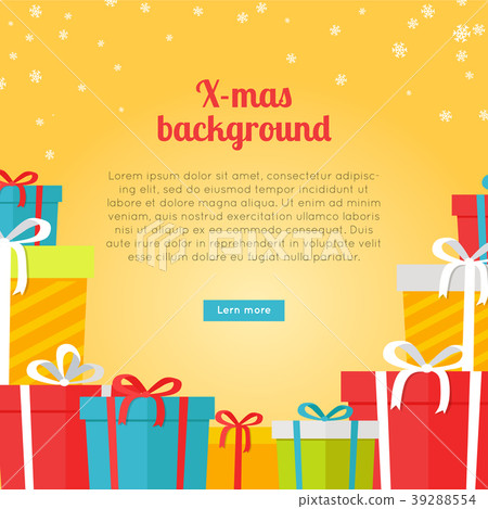 Colourful Boxes on Yellow Christmas Background 39288554