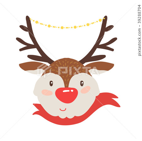 Rudolf Deer in Red Scarf Vector Illustration Icon Rudolf Deer in Red Scarf Vector Illustration Icon 39288704