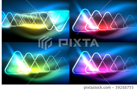 Vector collection of glowing neon shapes in dark Vector collection of glowing neon shapes in dark 39288755