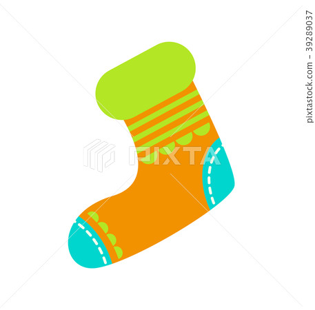 Knitted Bright Christmas Sock to Hang on Fireplace 39289037
