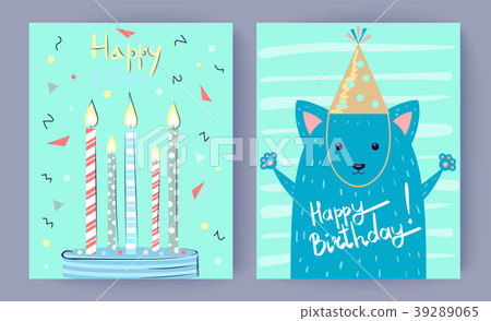 Happy Birthday Set of Posters Vector Illustration Happy Birthday Set of Posters Vector Illustration 39289065