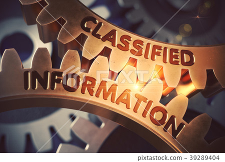 Classified Information on Golden Cogwheels. 3D 39289404