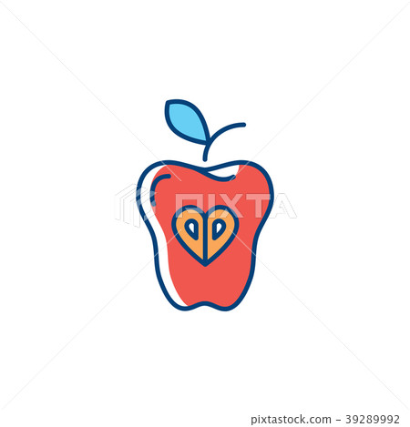 Apple icon, Red apple isolated fruit. Hipster flat Apple icon, Red apple isolated fruit. Hipster flat 39289992