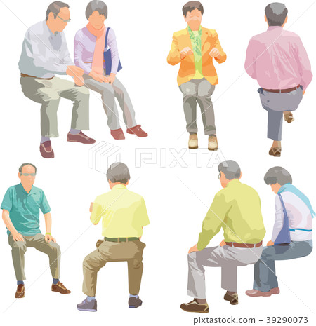 Full-body illustration _ sit senior 39290073