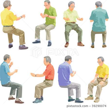 Full-body illustration _ sit senior 39290074