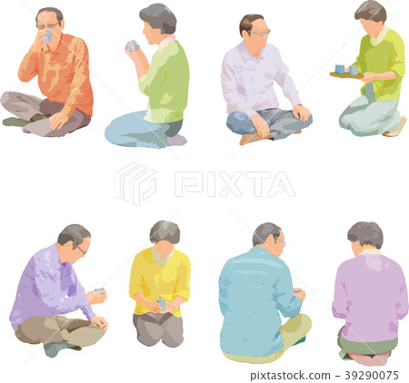 Full-body illustration _ sit senior 39290075