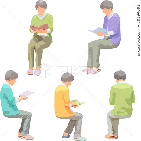 Full-body illustration _ sit senior 39290081