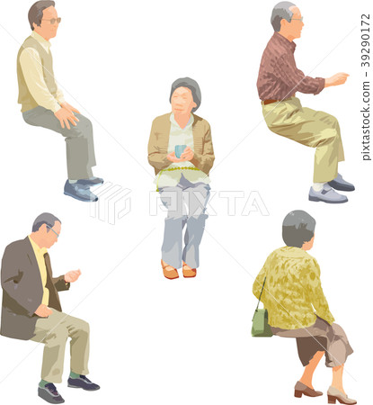 Full-body illustration _ sit senior 39290172