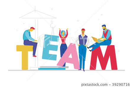 圖庫插圖: team - flat design style colorful illustration