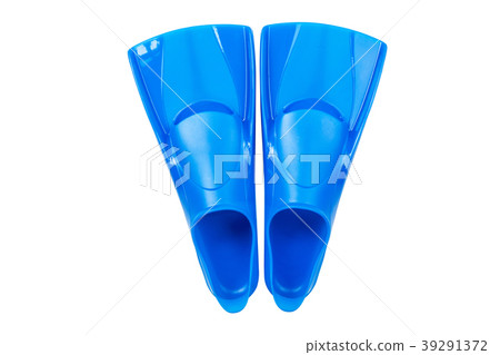 Blue flippers on white background Blue flippers on white background 39291372