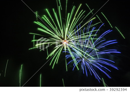 Green and blue fireworks Green and blue fireworks 39292394