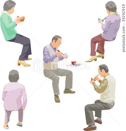 Full-body illustration _ sit senior 39292919