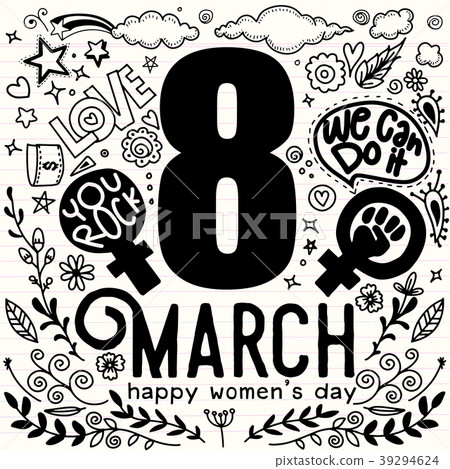 8 March Design with Set of love doodle icons 8 March Design with Set of love doodle icons 39294624