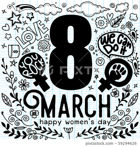 8 March Design with Set of love doodle icons 8 March Design with Set of love doodle icons 39294626