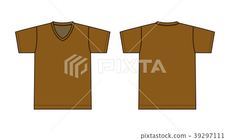 V-neck T-shirt picture type illustration / brown · brown 39297111