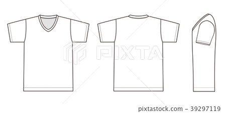 V領T卹圖案插畫（側）/白色 39297119