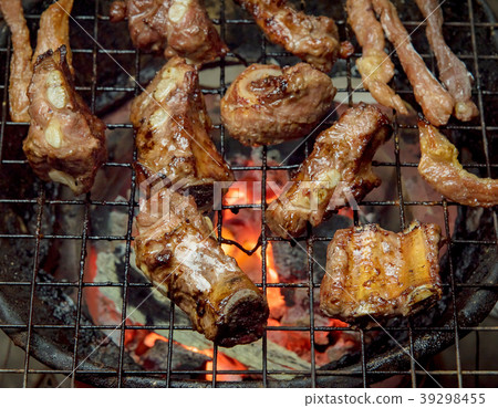 Grilled pork bone on charcoal stove Grilled pork bone on charcoal stove 39298455