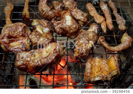 Grilled pork bone on charcoal stove Grilled pork bone on charcoal stove 39298456