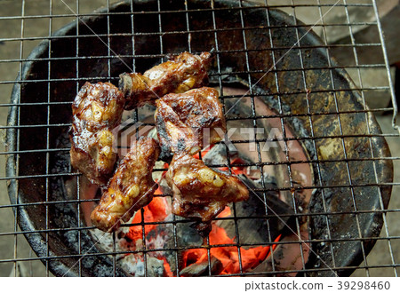 Grilled pork bone on charcoal stove 39298460