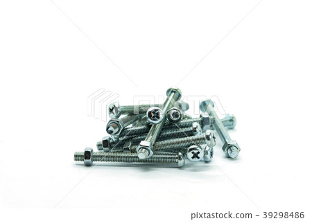 nuts and bolts metal screw on a white background 39298486