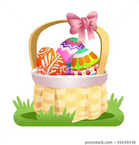 Basket with colored Easter eggs. Vector Basket with colored Easter eggs. Vector 39299336