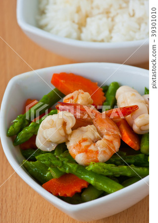 Thai food, Stir-fried asparagus with seafood Thai food, Stir-fried asparagus with seafood 39301010