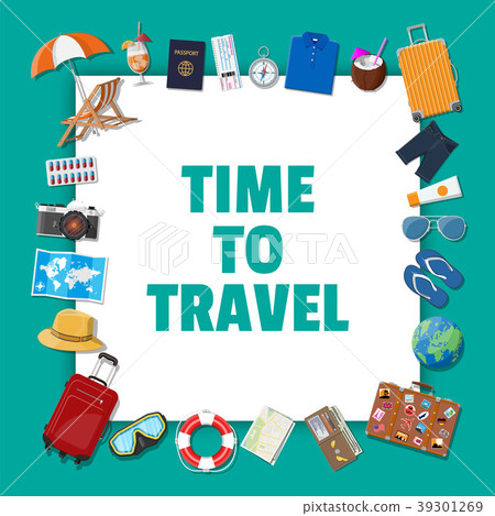 Big travel set. Summer holiday, tourism, vacation 39301269