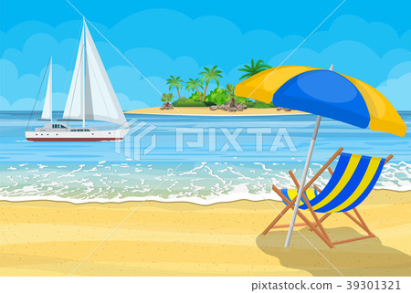 Paradise beach of the sea with yachts 39301321