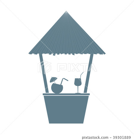 Stylized icon of the bar on the beach with 39301889