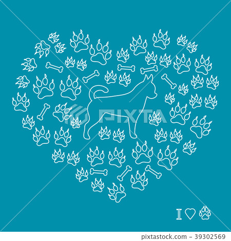 chihuahua silhouette on a background of dog track 39302569