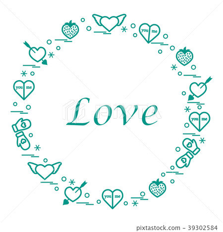 different romantic symbols arranged in a circle different romantic symbols arranged in a circle 39302584