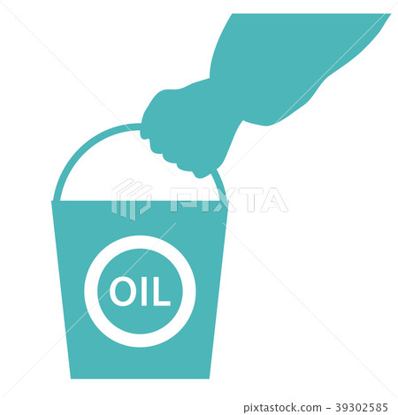 Stylized icon of the hand carrying a bucket of oil Stylized icon of the hand carrying a bucket of oil 39302585