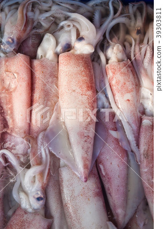 Fresh squids at seafood market,East of Thailand Fresh squids at seafood market,East of Thailand 39303811