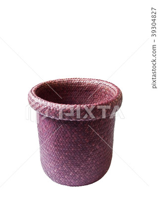 Trash can made from water hyacinth on white 39304827