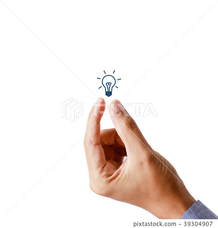businessman hand present light bulb, idea 39304907