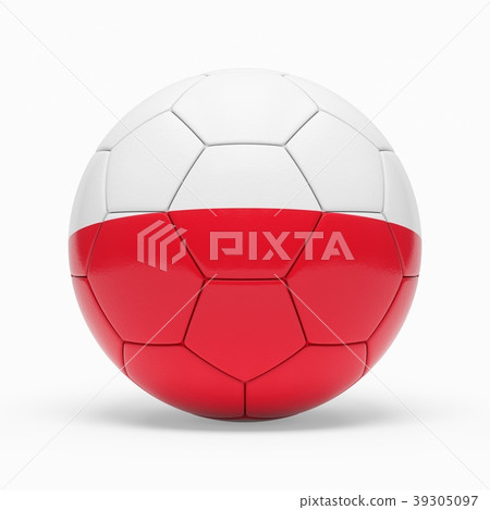 3d rendering of soccer ball with Poland flag 39305097