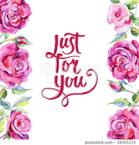 Wildflower rose flower frame in a watercolor style Wildflower rose flower frame in a watercolor style 39305213