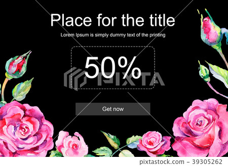 Wildflower rose flower frame in a watercolor style 39305262