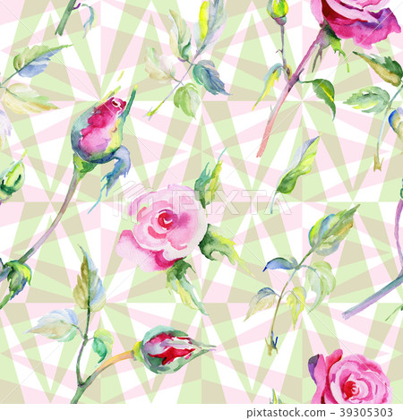Wildflower rose flower pattern in a watercolor Wildflower rose flower pattern in a watercolor 39305303