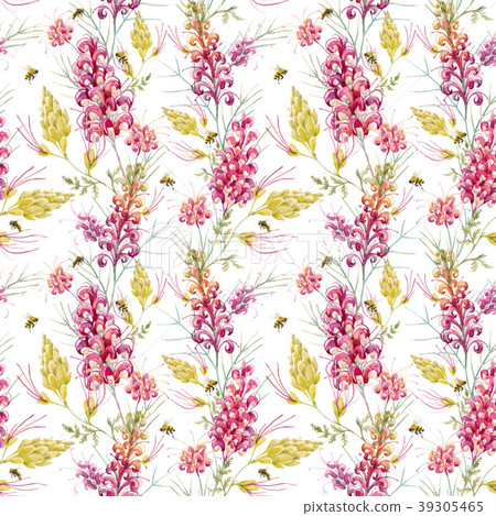 Watercolor vector grevillea pattern Watercolor vector grevillea pattern 39305465