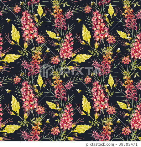 Watercolor vector grevillea pattern Watercolor vector grevillea pattern 39305471
