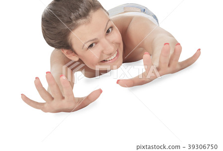 Beauty female posing on the floor stretching Beauty female posing on the floor stretching 39306750