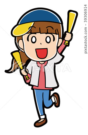 支持棒球的婦女的例證材料 39306914