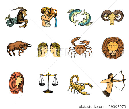 Zodiac symbols vector astrology zodiacal signs and Zodiac symbols vector astrology zodiacal signs and 39307073