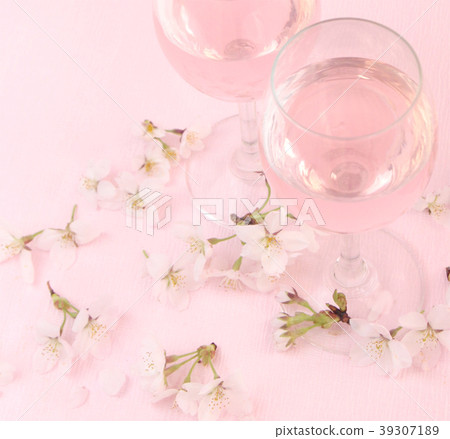 Rose wine and cherry blossoms 39307189