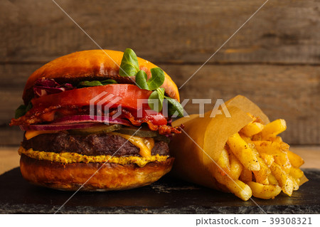 Burger and french fries Burger and french fries 39308321
