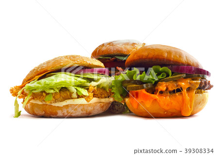Burgers isolated on white 39308334